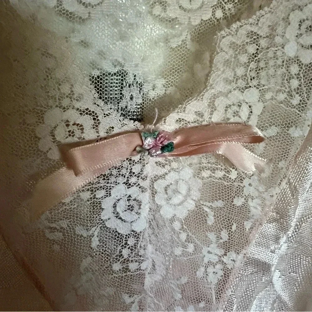 Vintage Pandora Lingerie By Chic Peach Lace‎ Babydoll Chemise Camisole Size M